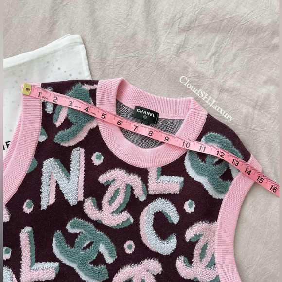 Auth Chanel 22N CC Logo Knit Top P73252 - Size 36 - Picture 8 of 14